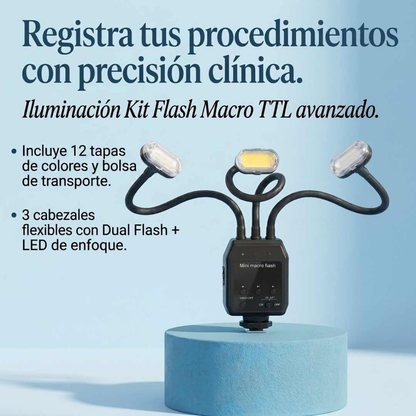 Flash Macro Dual with Two Flashes and Front Light – Compatible with Nikon, Sony, and Canon | Professional Dental Photography