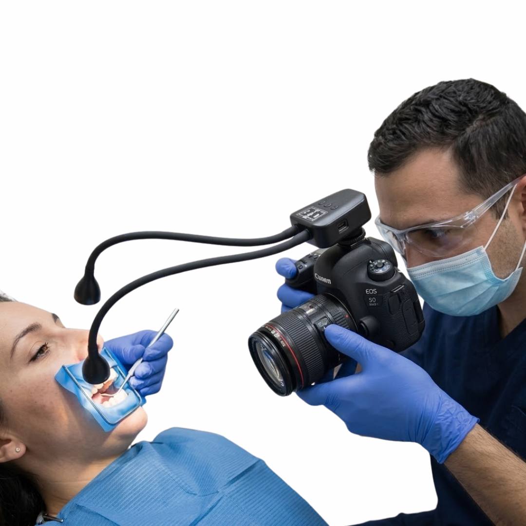 Dual LED Lighting for Dental Photography – Compatible with All Camera Models | Adjustable Brightness in 10 Levels